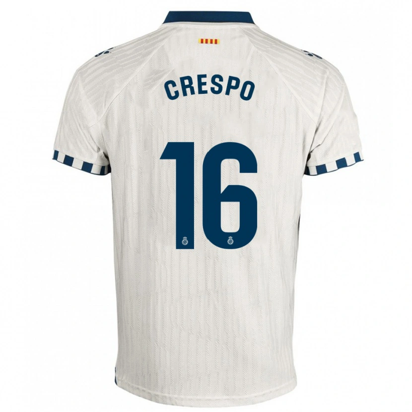 Danxen Męski Hugo Crespo #16 Biało-Niebieski Wyjazdowa Koszulka 2025/26 Koszulki Klubowe