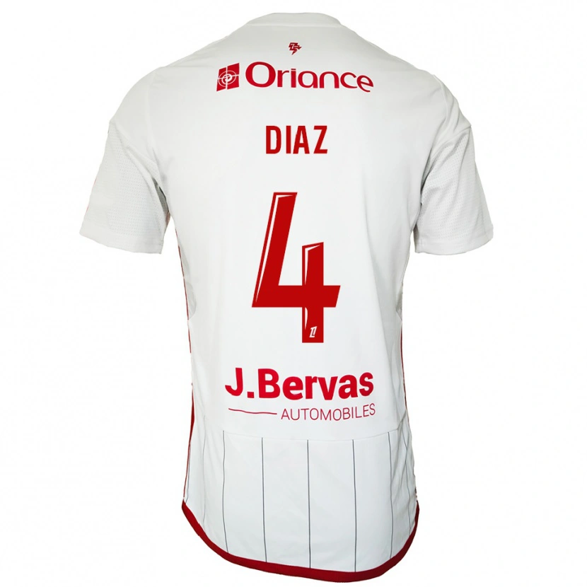 Danxen Męski Junior Diaz #4 Biało-Czerwony Wyjazdowa Koszulka 2025/26 Koszulki Klubowe