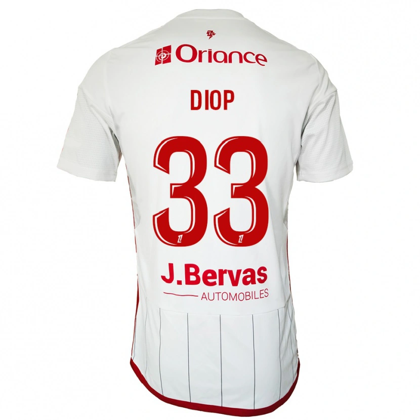 Danxen Męski Saliou Diop #33 Biało-Czerwony Wyjazdowa Koszulka 2025/26 Koszulki Klubowe