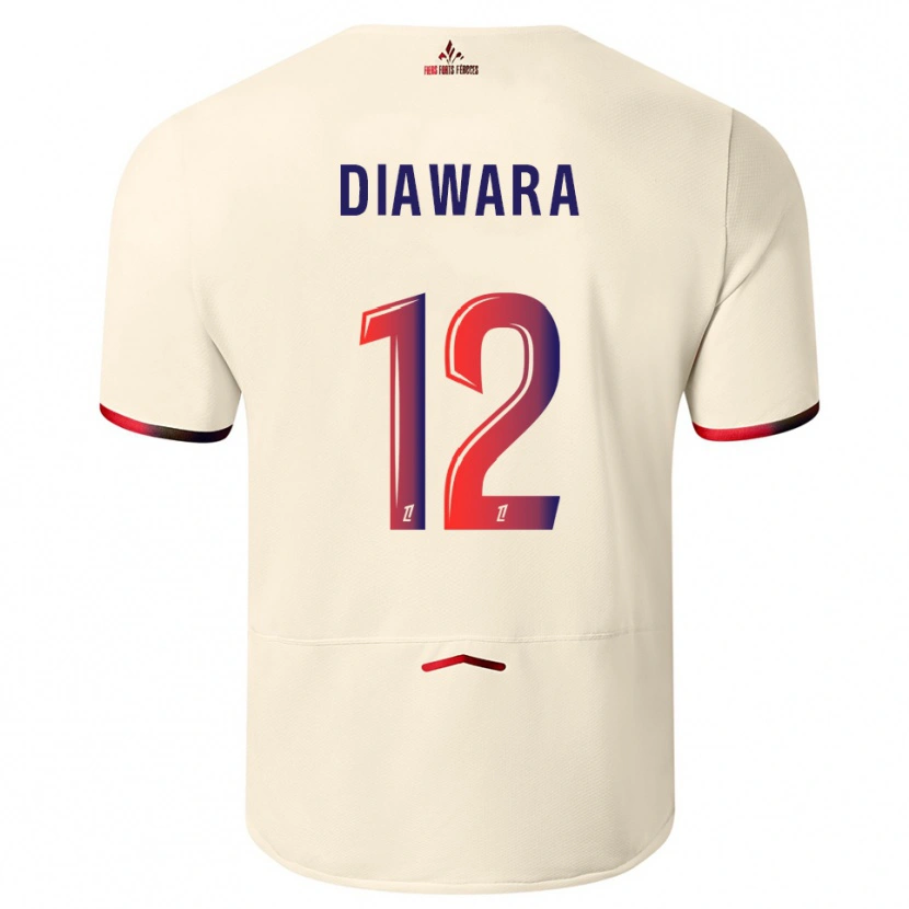 Danxen Męski Bakari Diawara #12 Złamana Biel-Czerwony Wyjazdowa Koszulka 2025/26 Koszulki Klubowe