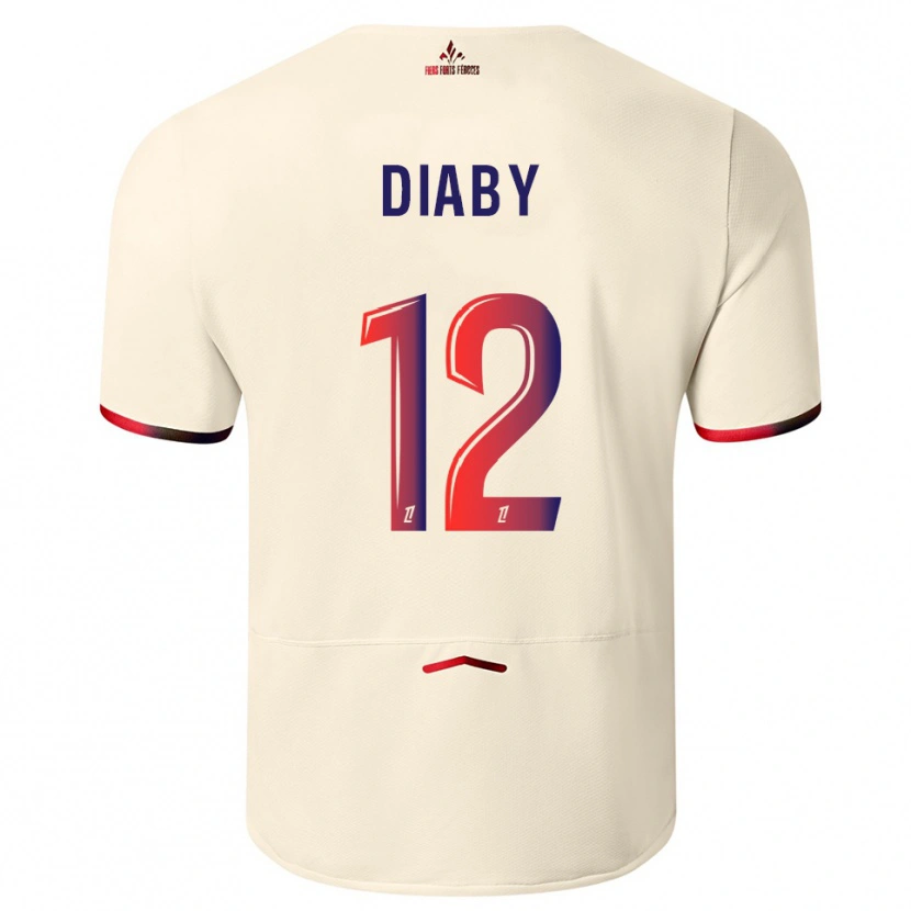 Danxen Męski Bafodé Diaby #12 Złamana Biel-Czerwony Wyjazdowa Koszulka 2025/26 Koszulki Klubowe