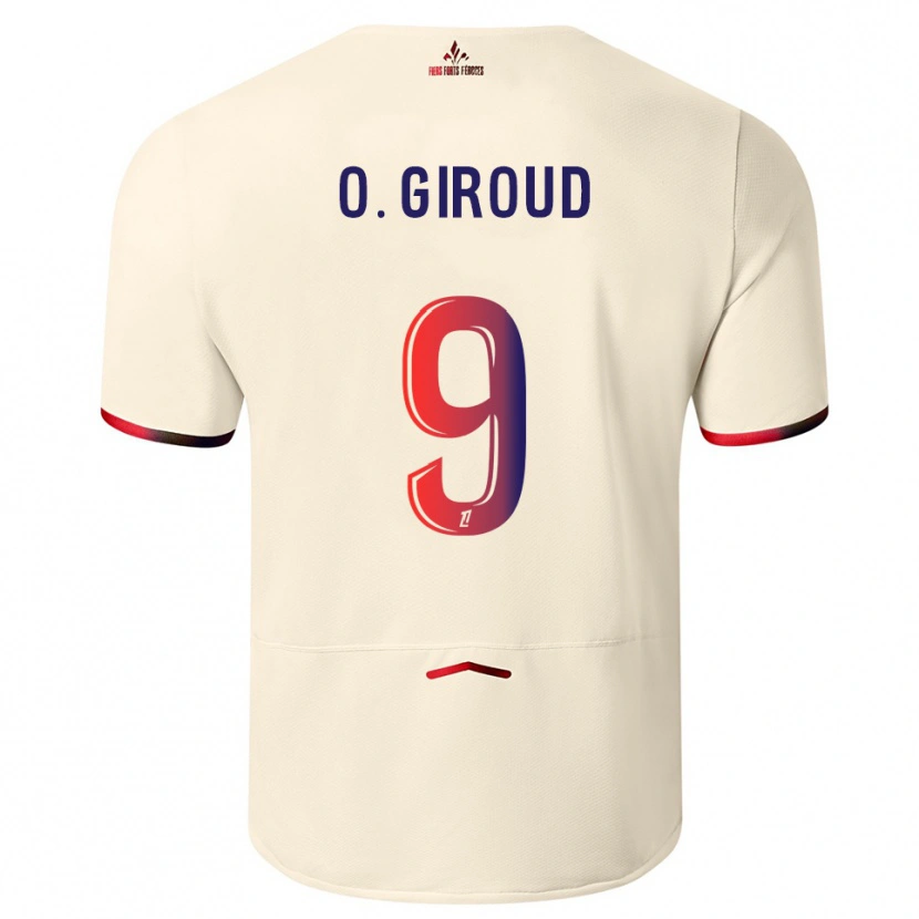 Danxen Męski Olivier Giroud #9 Złamana Biel-Czerwony Wyjazdowa Koszulka 2025/26 Koszulki Klubowe