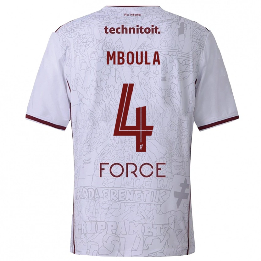 Danxen Męski Michel Mboula #4 Biało-Bordowy Wyjazdowa Koszulka 2025/26 Koszulki Klubowe