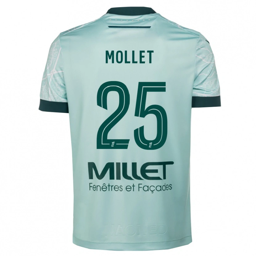 Danxen Męski Florent Mollet #25 Zielono-Biały Wyjazdowa Koszulka 2025/26 Koszulki Klubowe