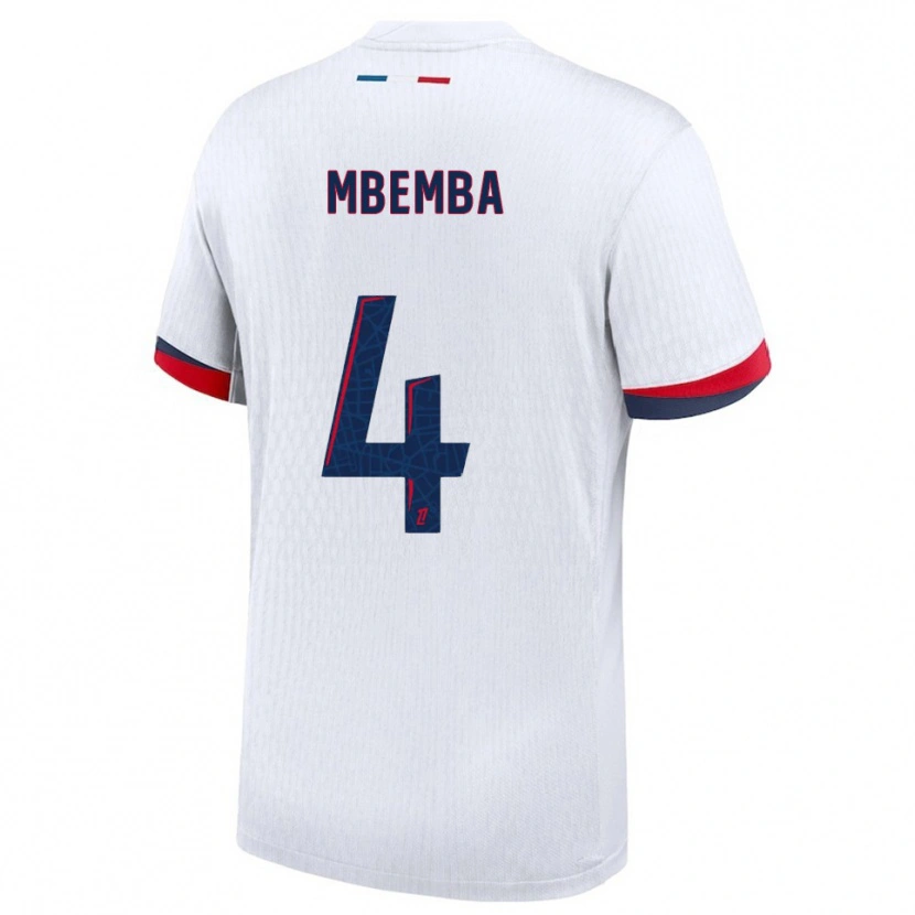 Danxen Męski Stanislas Mbemba #4 Biało-Czerwony Wyjazdowa Koszulka 2025/26 Koszulki Klubowe