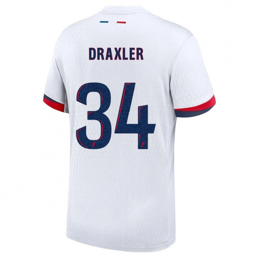 Danxen Męski Julian Draxler #34 Biało-Czerwony Wyjazdowa Koszulka 2025/26 Koszulki Klubowe