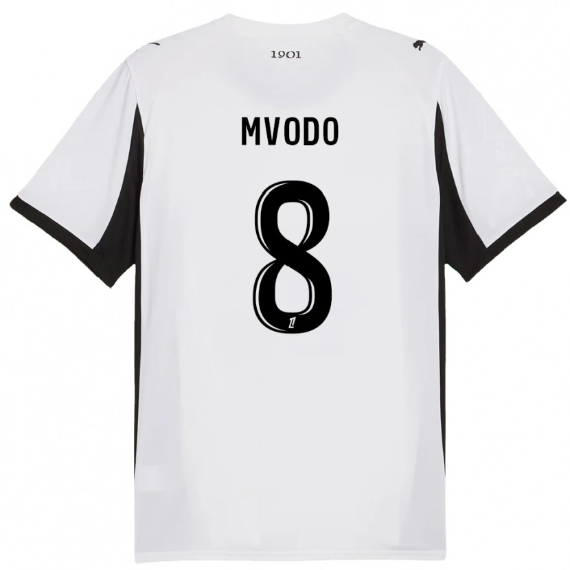 Danxen Męski Steeve Mvodo Mvodo #8 Biało-Czarny Wyjazdowa Koszulka 2025/26 Koszulki Klubowe