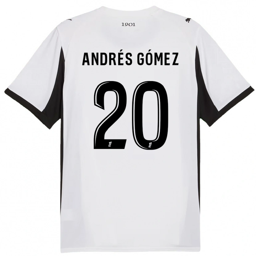 Danxen Męski Carlos Andrés Gómez #20 Biało-Czarny Wyjazdowa Koszulka 2025/26 Koszulki Klubowe