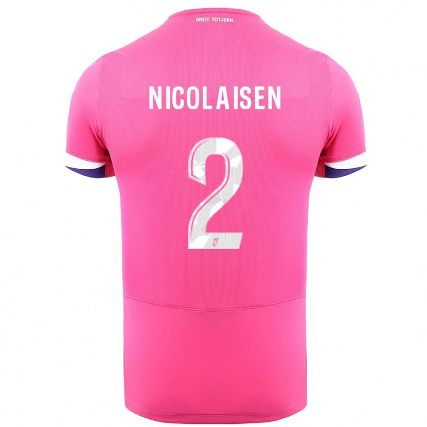 Danxen Męski Rasmus Nicolaisen #2 Różowo-Biały Wyjazdowa Koszulka 2025/26 Koszulki Klubowe