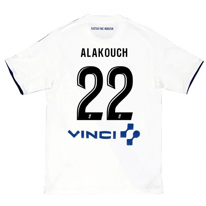Danxen Męski Sofiane Alakouch #22 Biało-Niebieski Wyjazdowa Koszulka 2025/26 Koszulki Klubowe