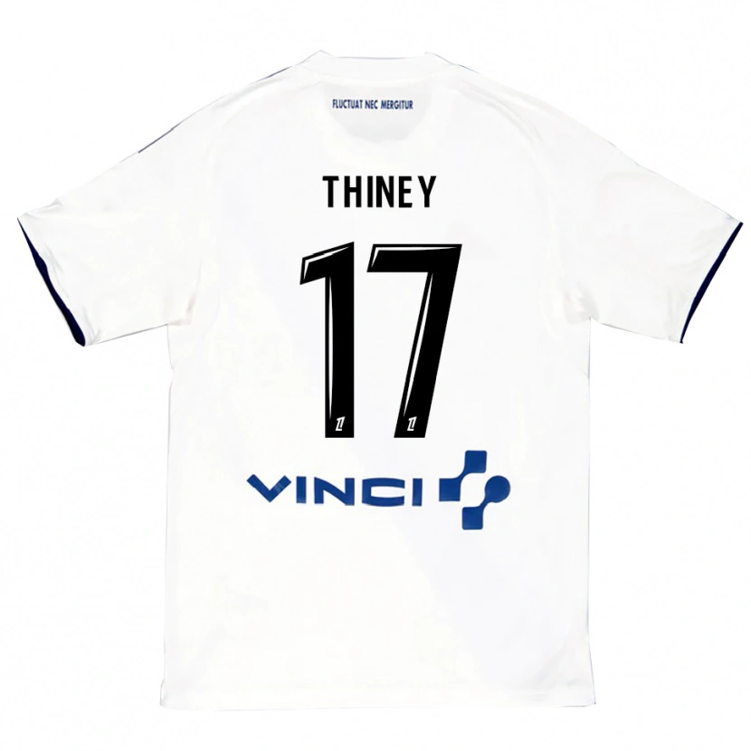 Danxen Męski Gaëtane Thiney #17 Biało-Niebieski Wyjazdowa Koszulka 2025/26 Koszulki Klubowe