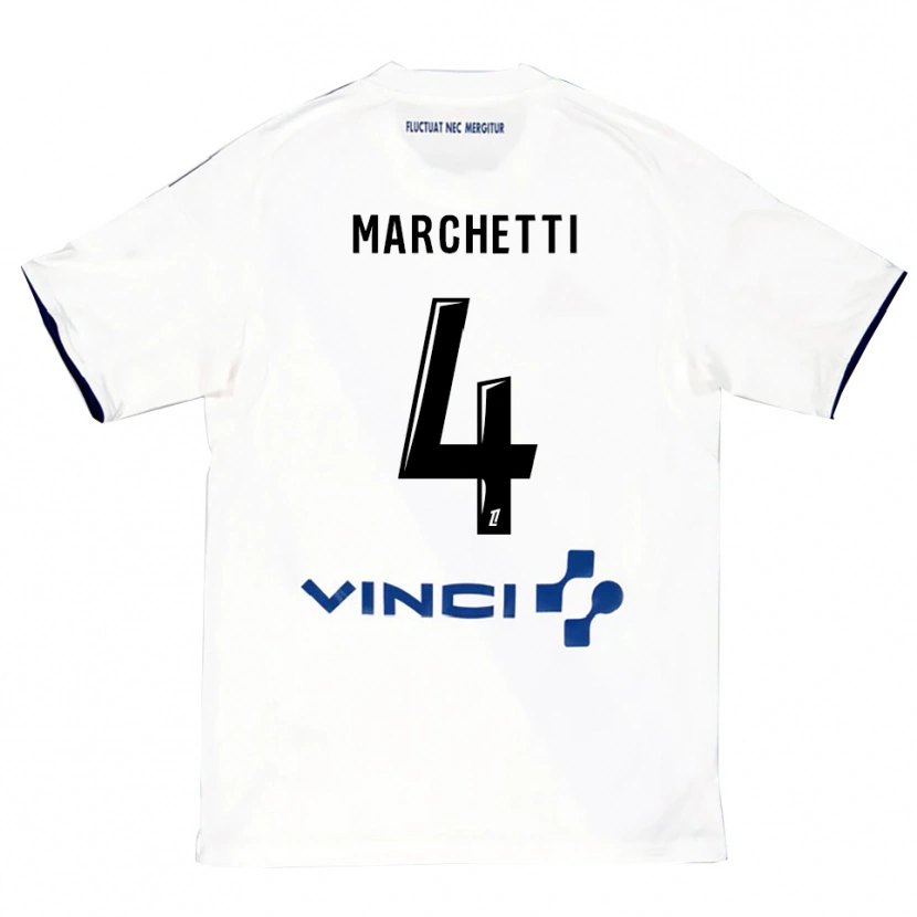 Danxen Męski Vincent Marchetti #4 Biało-Niebieski Wyjazdowa Koszulka 2025/26 Koszulki Klubowe