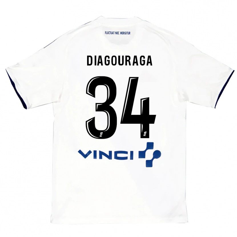 Danxen Męski Djibril Diagouraga #34 Biało-Niebieski Wyjazdowa Koszulka 2025/26 Koszulki Klubowe