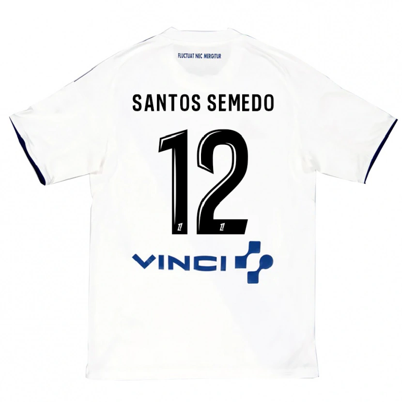 Danxen Męski Ilyes Dos Santos Semedo #12 Biało-Niebieski Wyjazdowa Koszulka 2025/26 Koszulki Klubowe