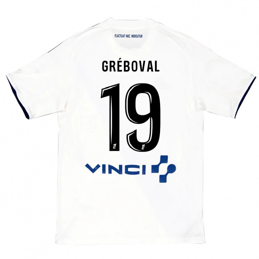 Danxen Męski Théa Gréboval #19 Biało-Niebieski Wyjazdowa Koszulka 2025/26 Koszulki Klubowe