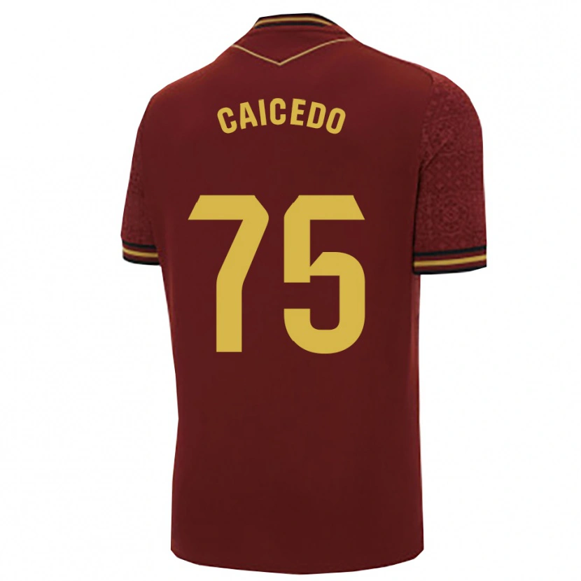 Danxen Męski Alfred Caicedo #75 Bordowo-Złoty Wyjazdowa Koszulka 2025/26 Koszulki Klubowe