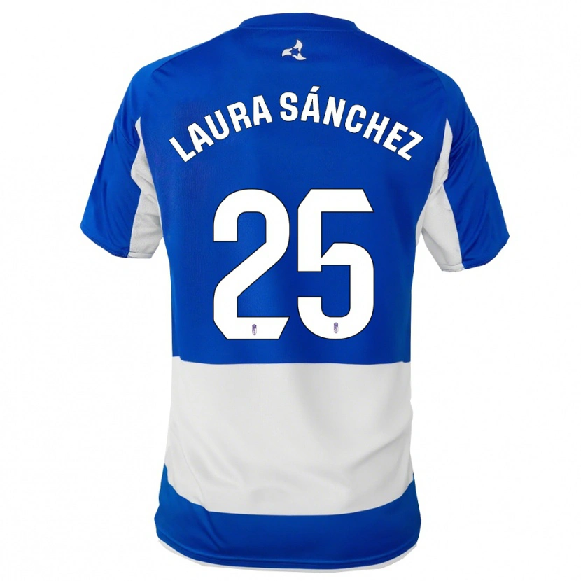 Danxen Męski Laura Sánchez Comuñas #25 Niebiesko-Biały Wyjazdowa Koszulka 2025/26 Koszulki Klubowe