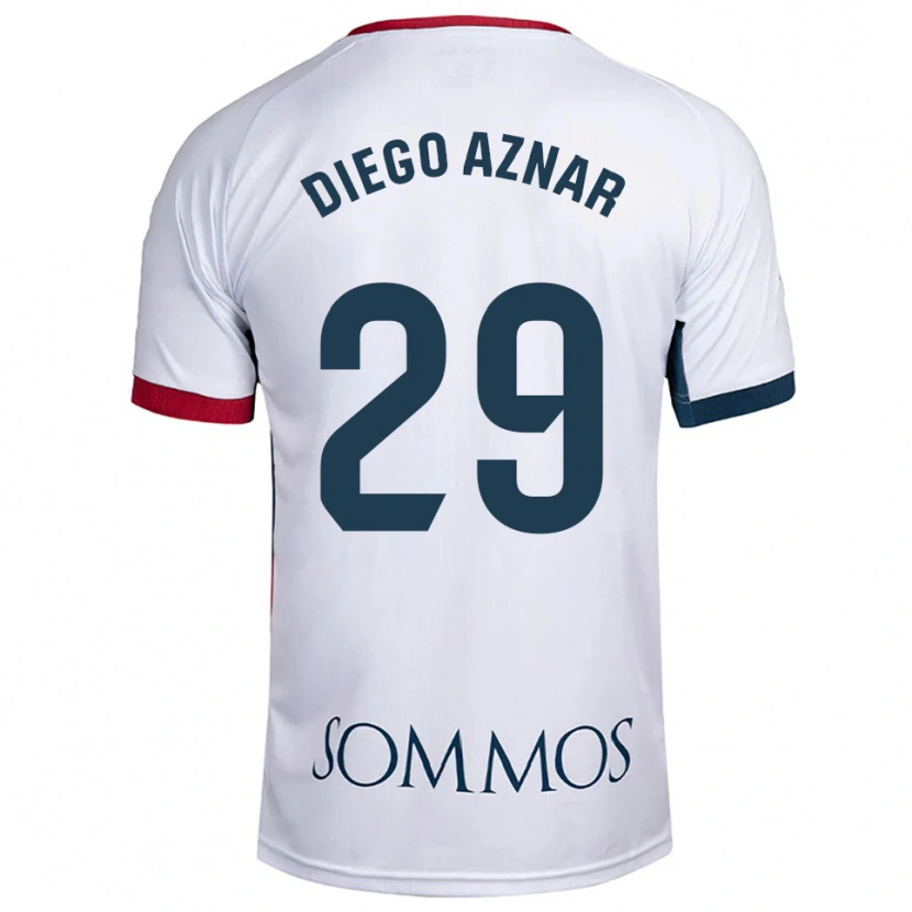 Danxen Męski Diego Aznar #29 Biało-Czerwony Wyjazdowa Koszulka 2025/26 Koszulki Klubowe