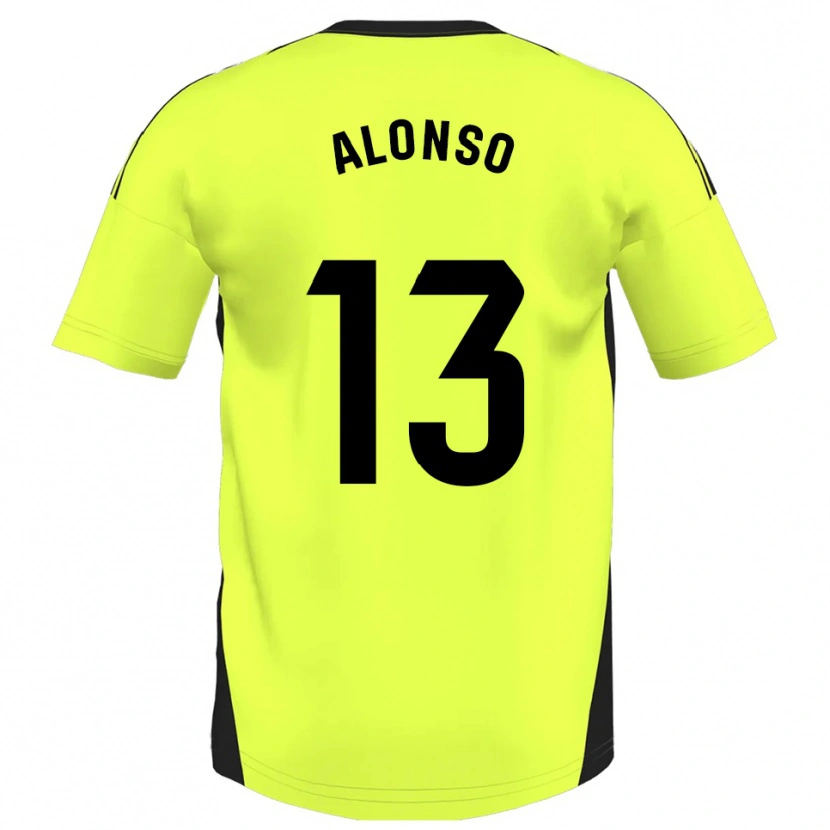 Danxen Męski Maikel Alonso #13 Fluorescencyjny Żółty Wyjazdowa Koszulka 2025/26 Koszulki Klubowe