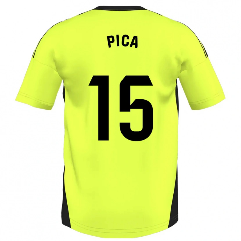 Danxen Męski Adrián Pica #15 Fluorescencyjny Żółty Wyjazdowa Koszulka 2025/26 Koszulki Klubowe