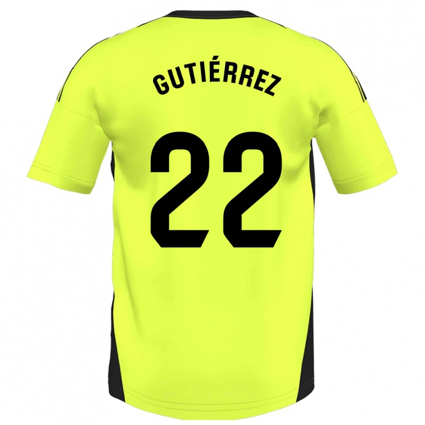 Danxen Męski Juan Gutiérrez #22 Fluorescencyjny Żółty Wyjazdowa Koszulka 2025/26 Koszulki Klubowe