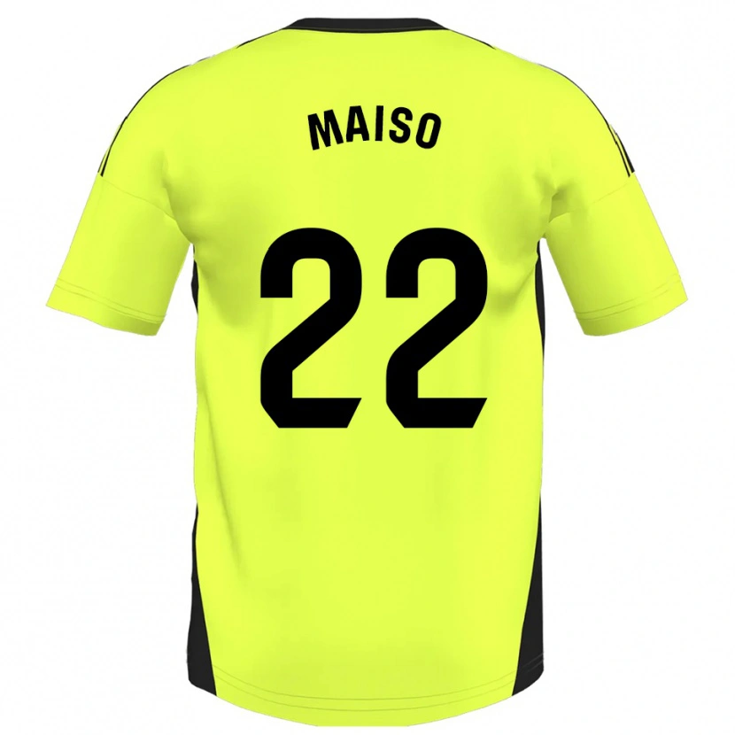 Danxen Męski Álvaro Maiso #22 Fluorescencyjny Żółty Wyjazdowa Koszulka 2025/26 Koszulki Klubowe