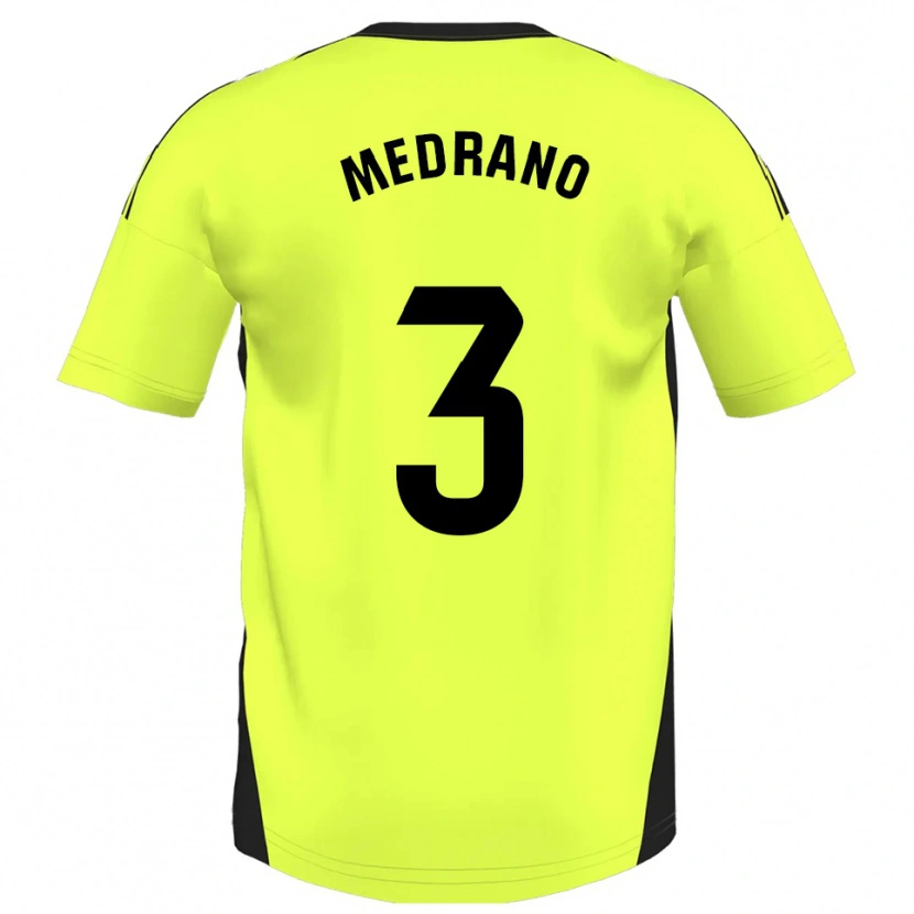 Danxen Męski Fernando Medrano #3 Fluorescencyjny Żółty Wyjazdowa Koszulka 2025/26 Koszulki Klubowe