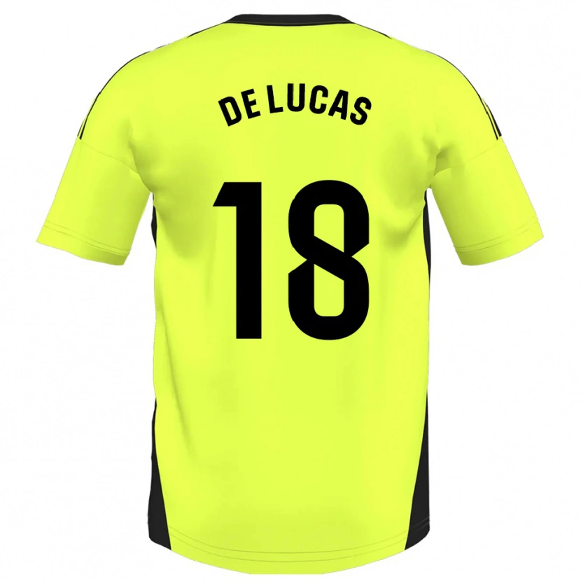 Danxen Męski Alejandro De Lucas #18 Fluorescencyjny Żółty Wyjazdowa Koszulka 2025/26 Koszulki Klubowe