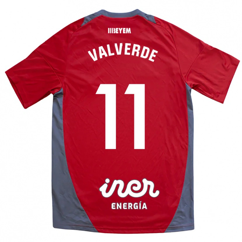 Danxen Męski Victor Valverde #11 Czerwono-Szary Wyjazdowa Koszulka 2025/26 Koszulki Klubowe