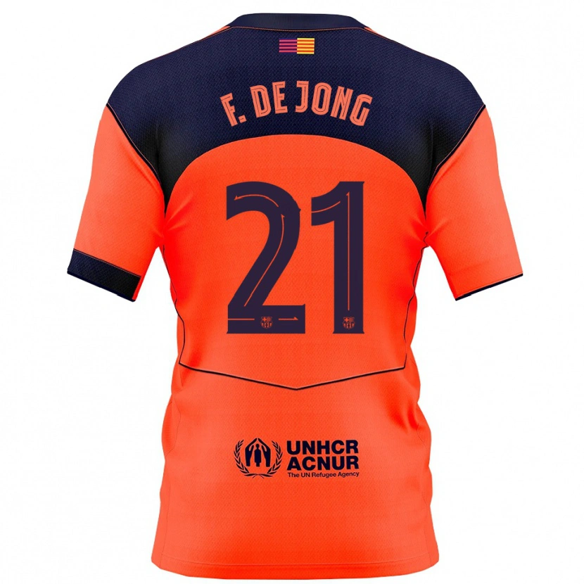 Danxen Męski Frenkie De Jong #21 Pomarańczowo-Granatowy Trzeci Komplet Koszulka 2025/26 Koszulki Klubowe