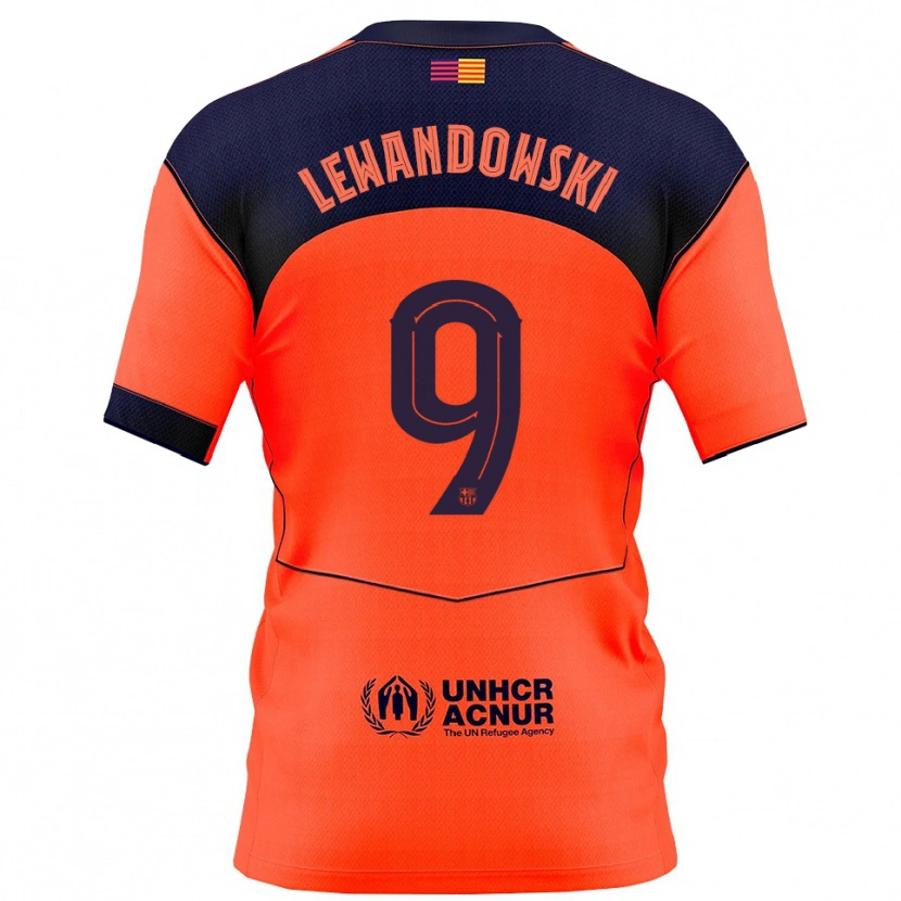 Danxen Męski Robert Lewandowski #9 Pomarańczowo-Granatowy Trzeci Komplet Koszulka 2025/26 Koszulki Klubowe