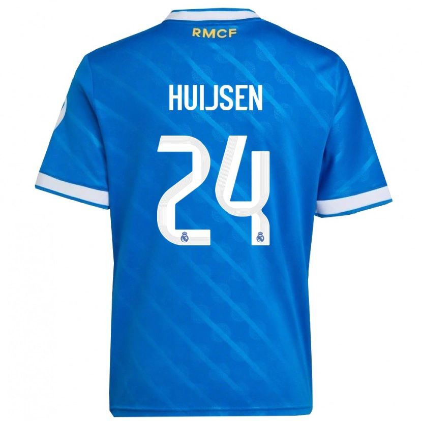 Danxen Męski Dean Huijsen #24 Niebiesko-Biały Trzeci Komplet Koszulka 2025/26 Koszulki Klubowe
