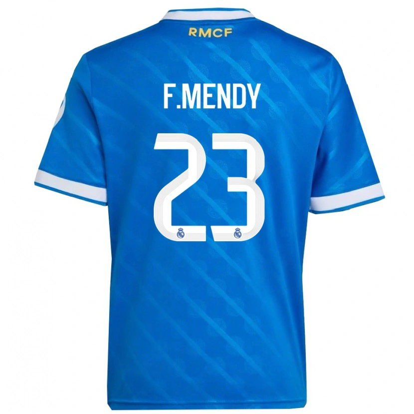 Danxen Męski Ferland Mendy #23 Niebiesko-Biały Trzeci Komplet Koszulka 2025/26 Koszulki Klubowe