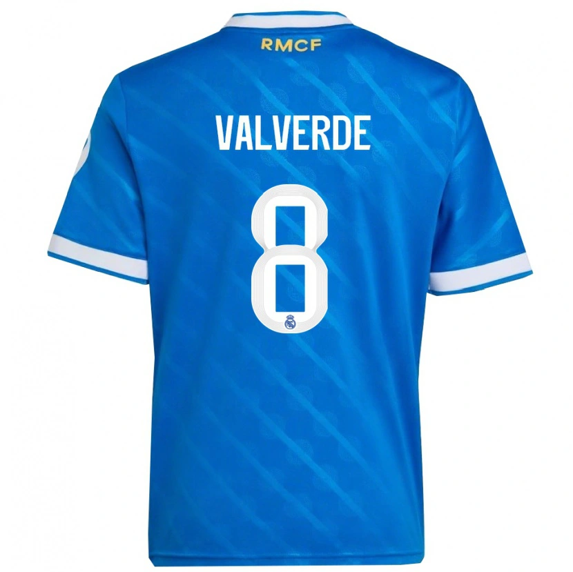 Danxen Męski Federico Valverde #8 Niebiesko-Biały Trzeci Komplet Koszulka 2025/26 Koszulki Klubowe