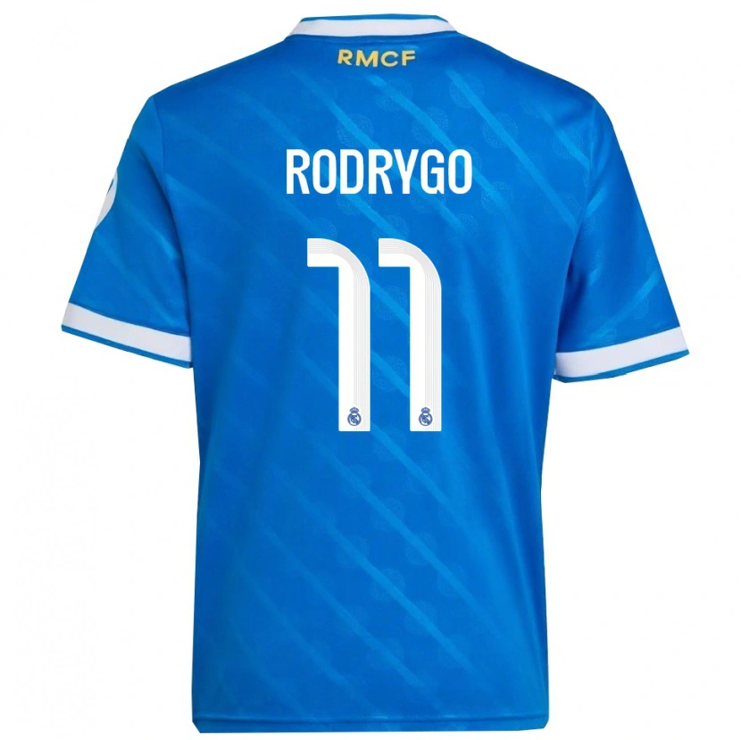 Danxen Męski Rodrygo #11 Niebiesko-Biały Trzeci Komplet Koszulka 2025/26 Koszulki Klubowe