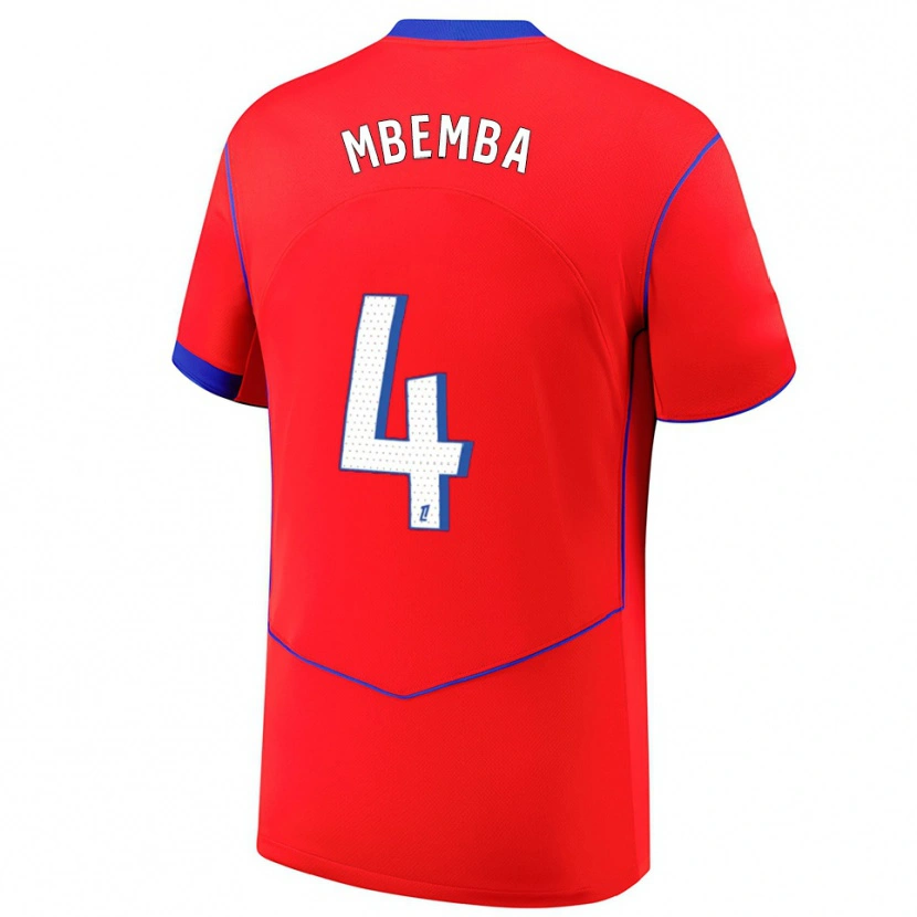 Danxen Męski Stanislas Mbemba #4 Czerwono-Niebiesko-Biały Trzeci Komplet Koszulka 2025/26 Koszulki Klubowe
