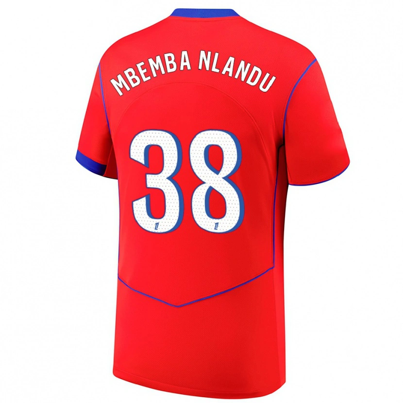 Danxen Męski Emmanuel Mbemba #38 Czerwono-Niebiesko-Biały Trzeci Komplet Koszulka 2025/26 Koszulki Klubowe