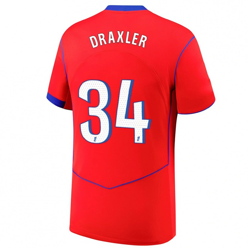 Danxen Męski Julian Draxler #34 Czerwono-Niebiesko-Biały Trzeci Komplet Koszulka 2025/26 Koszulki Klubowe