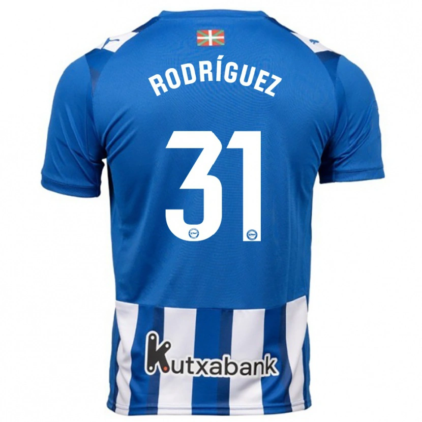 Danxen Kobiety Adrián Rodríguez #31 Niebiesko-Biały Domowa Koszulka 2025/26 Koszulki Klubowe
