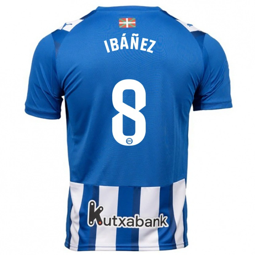 Danxen Kobiety Pablo Ibáñez #8 Niebiesko-Biały Domowa Koszulka 2025/26 Koszulki Klubowe