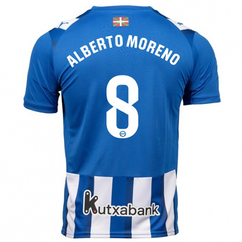 Danxen Kobiety Alberto Moreno #8 Niebiesko-Biały Domowa Koszulka 2025/26 Koszulki Klubowe
