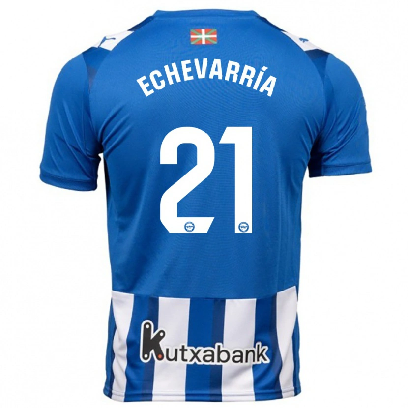 Danxen Kobiety Martin Echevarría #21 Niebiesko-Biały Domowa Koszulka 2025/26 Koszulki Klubowe
