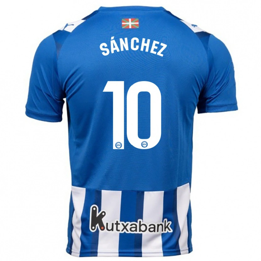 Danxen Kobiety Ander Sánchez #10 Niebiesko-Biały Domowa Koszulka 2025/26 Koszulki Klubowe