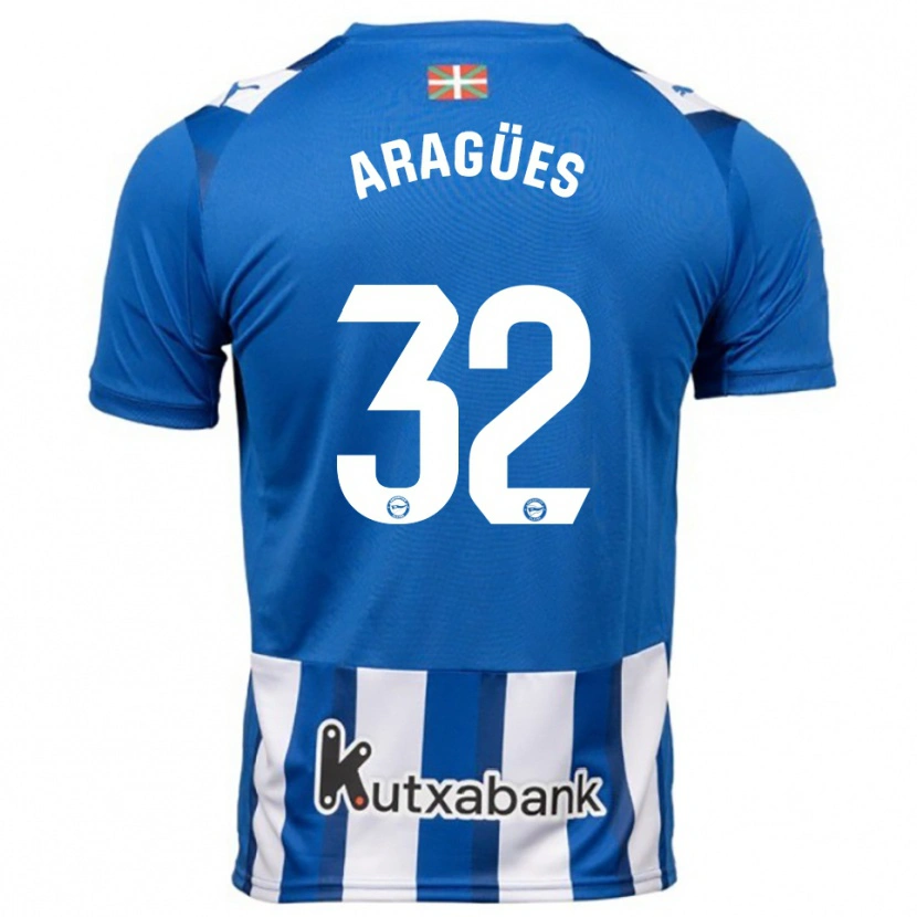 Danxen Kobiety Chema Aragües #32 Niebiesko-Biały Domowa Koszulka 2025/26 Koszulki Klubowe