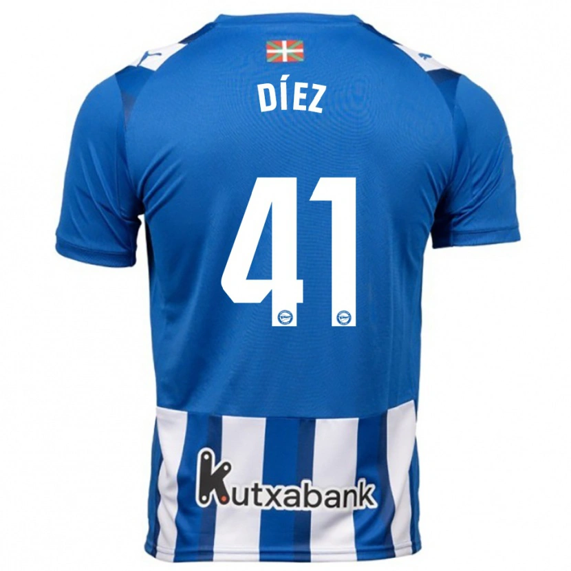 Danxen Kobiety Victor Díez #41 Niebiesko-Biały Domowa Koszulka 2025/26 Koszulki Klubowe