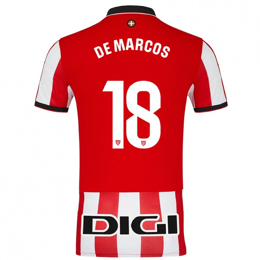 Danxen Kobiety Oscar De Marcos #18 Czerwono-Biały Domowa Koszulka 2025/26 Koszulki Klubowe