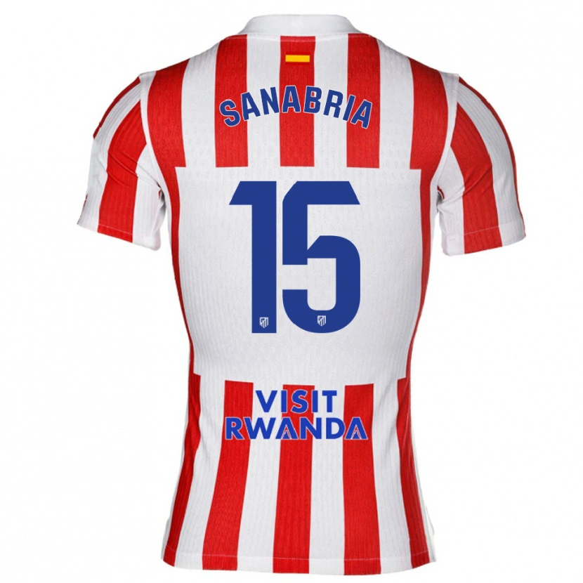 Danxen Kobiety Juan Sanabria #15 Czerwono-Biały Domowa Koszulka 2025/26 Koszulki Klubowe