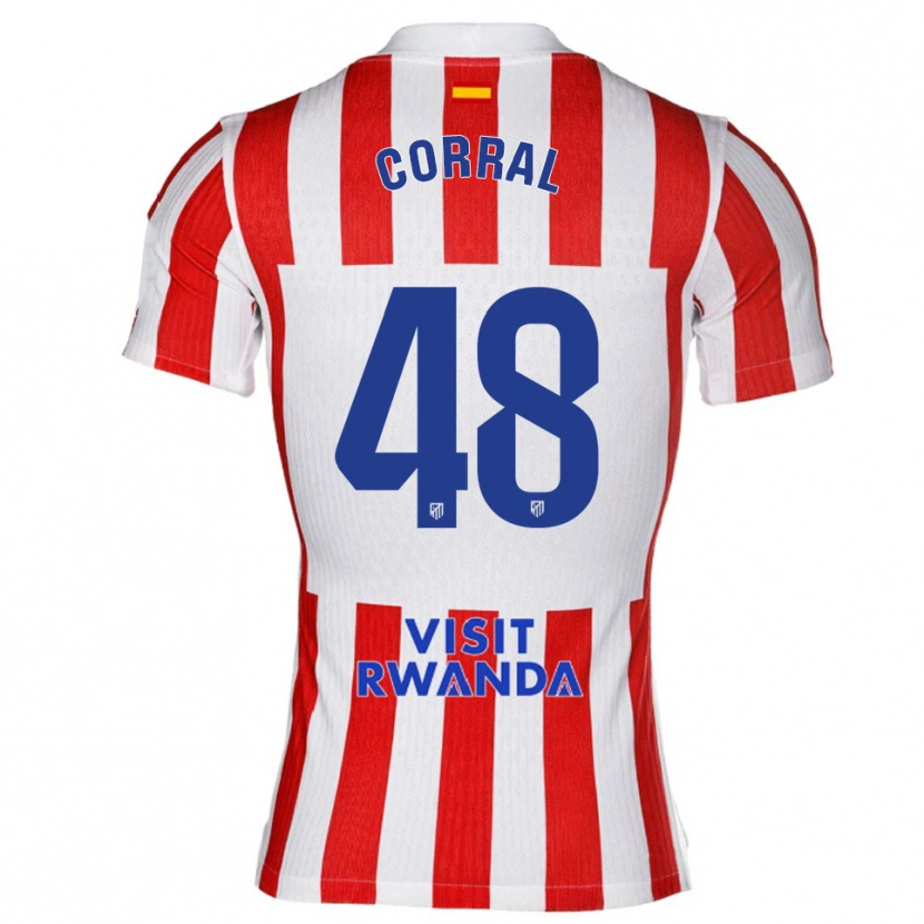 Danxen Kobiety Adrián Corral #48 Czerwono-Biały Domowa Koszulka 2025/26 Koszulki Klubowe