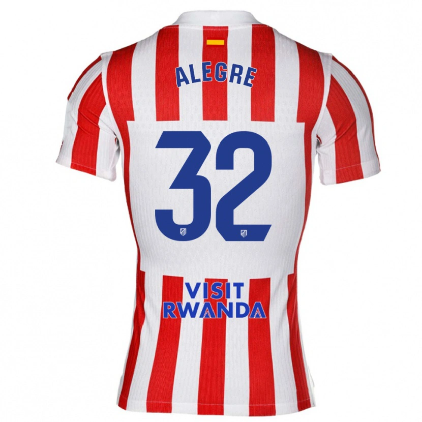 Danxen Kobiety Juan Alegre #32 Czerwono-Biały Domowa Koszulka 2025/26 Koszulki Klubowe