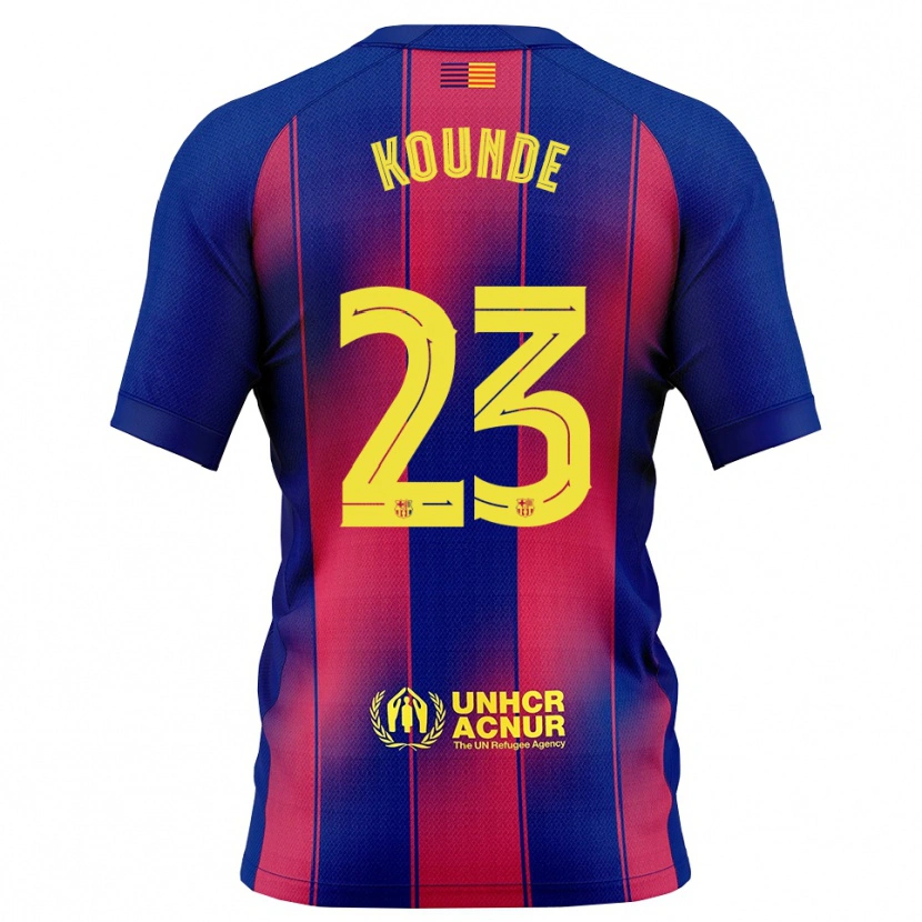 Danxen Kobiety Jules Koundé #23 Niebiesko-Czerwony Domowa Koszulka 2025/26 Koszulki Klubowe